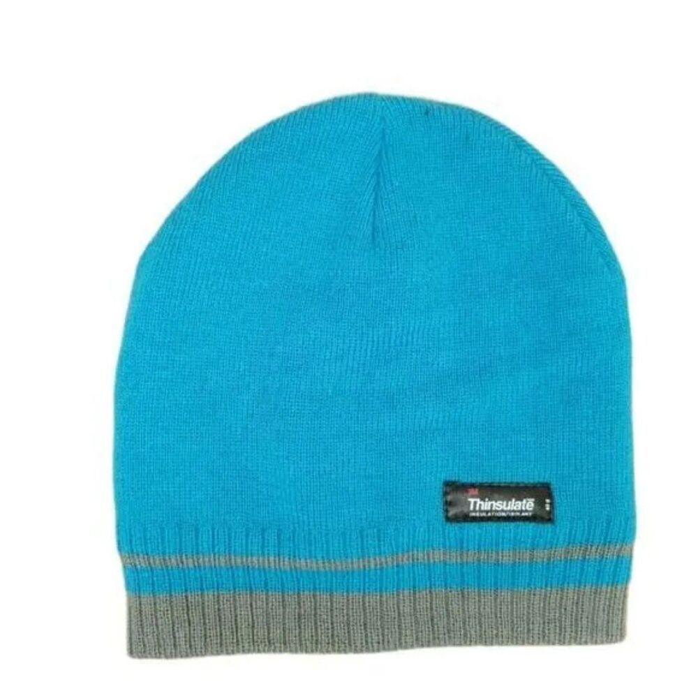 5 for $25 3M Thinsulate Blue & Gray Felt Lined Beanie Cap OS